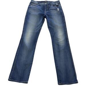 7 For All Mankind Jeans Womens 31 Blue High Waist Vintage Straight Distressed
